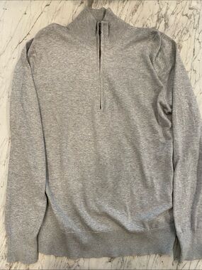 Brooks Brothers Light Gray Zip Mock-Neck Sweater